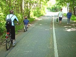 Das Kind fährt falsch. Es muß auf dem Gehweg (rechts) fahren! Bild